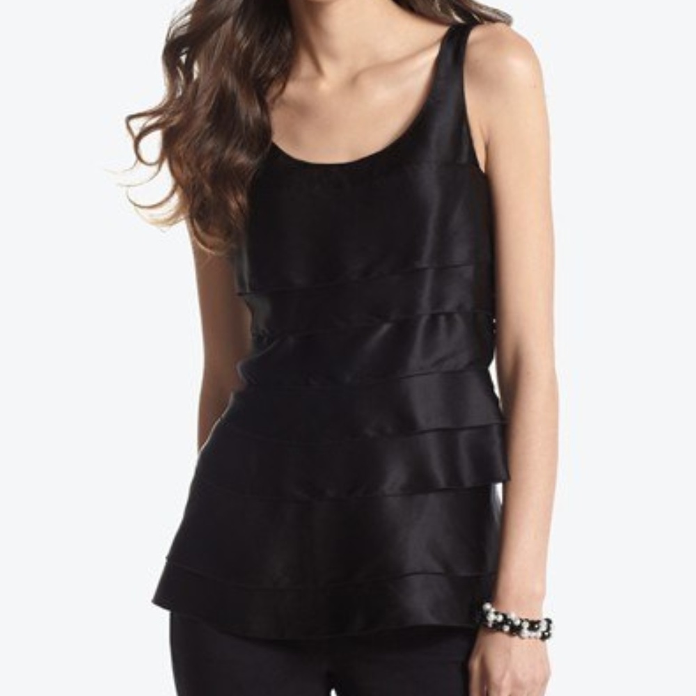 White House Black Market Silk Tiered Shell Top - Picture 3 of 6